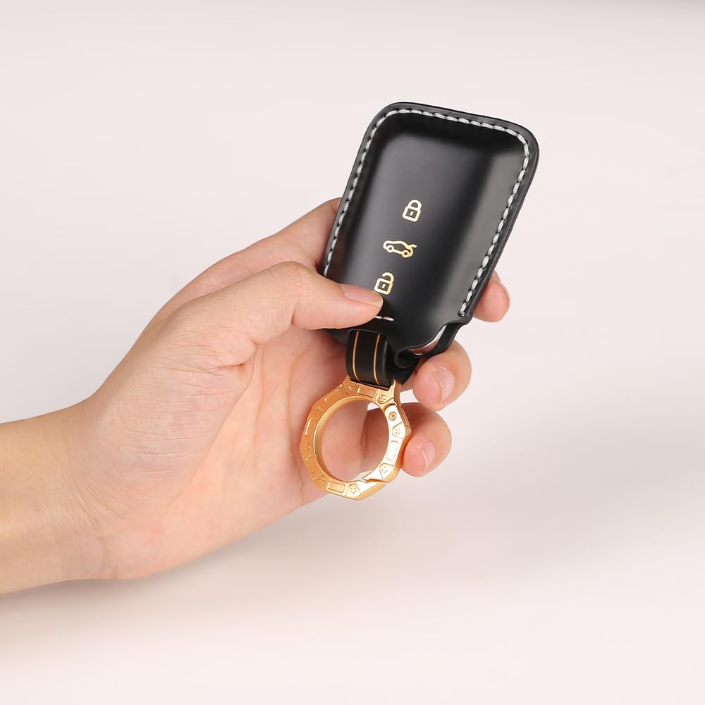 Italian Leather Key Cover Compatible for Volkswagen Virtus, Tiguan, Taigun, Jetta 3 Button Smart Key (Copy)