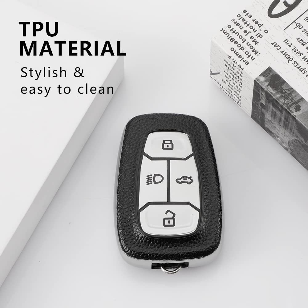 Leather TPU Key Cover for Tata Nexon Harrier Safari Altroz Punch Tigor 4 Button Smart Key