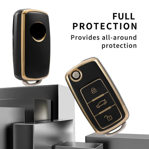 SKODA TPU KEY COVER - GOLDEN BLACK