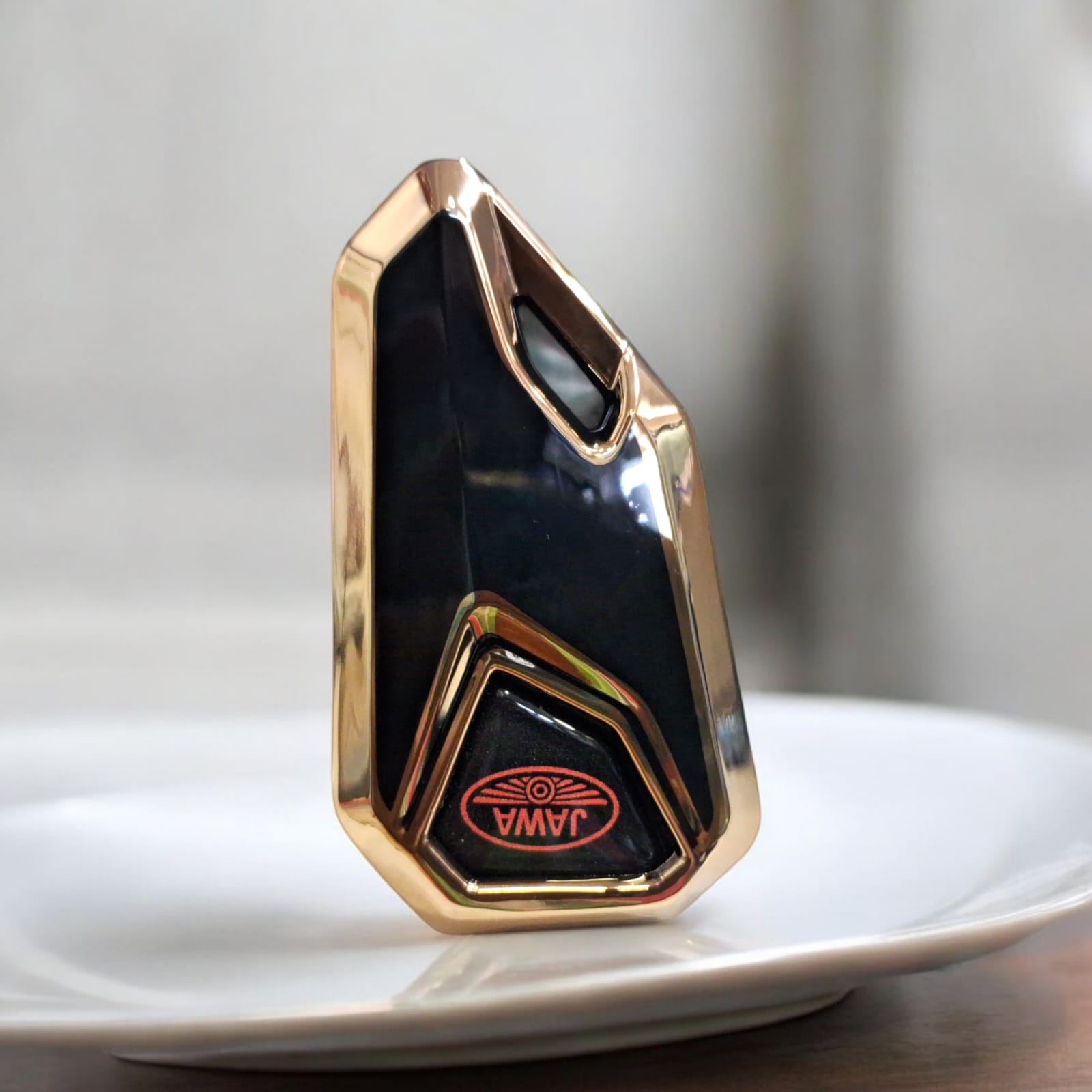 Jawa bike flip key with golden tpu key cover - Red Logo