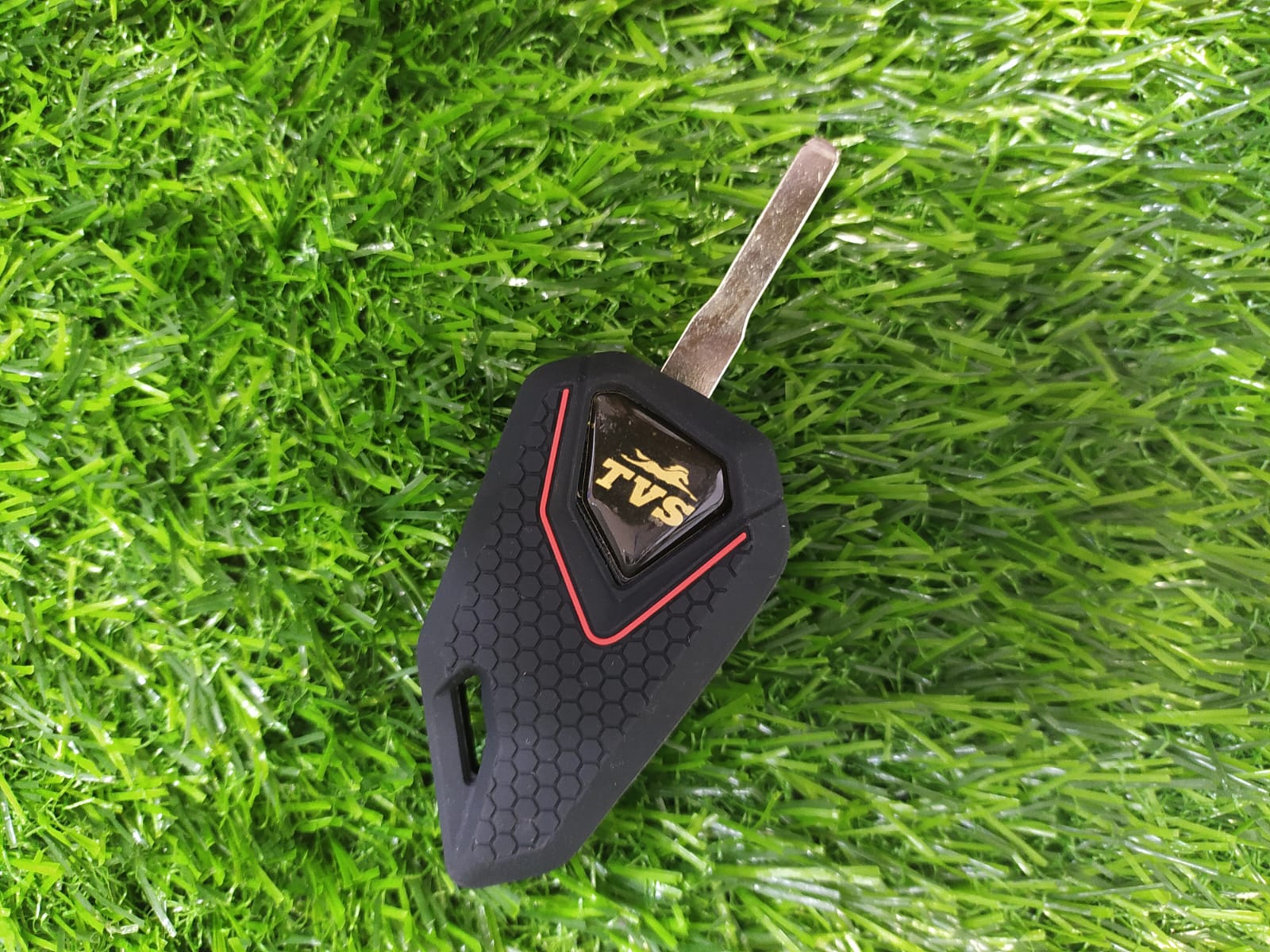 Tvs Bike Flip Key With Silicone Key Cover - Yellow Logo