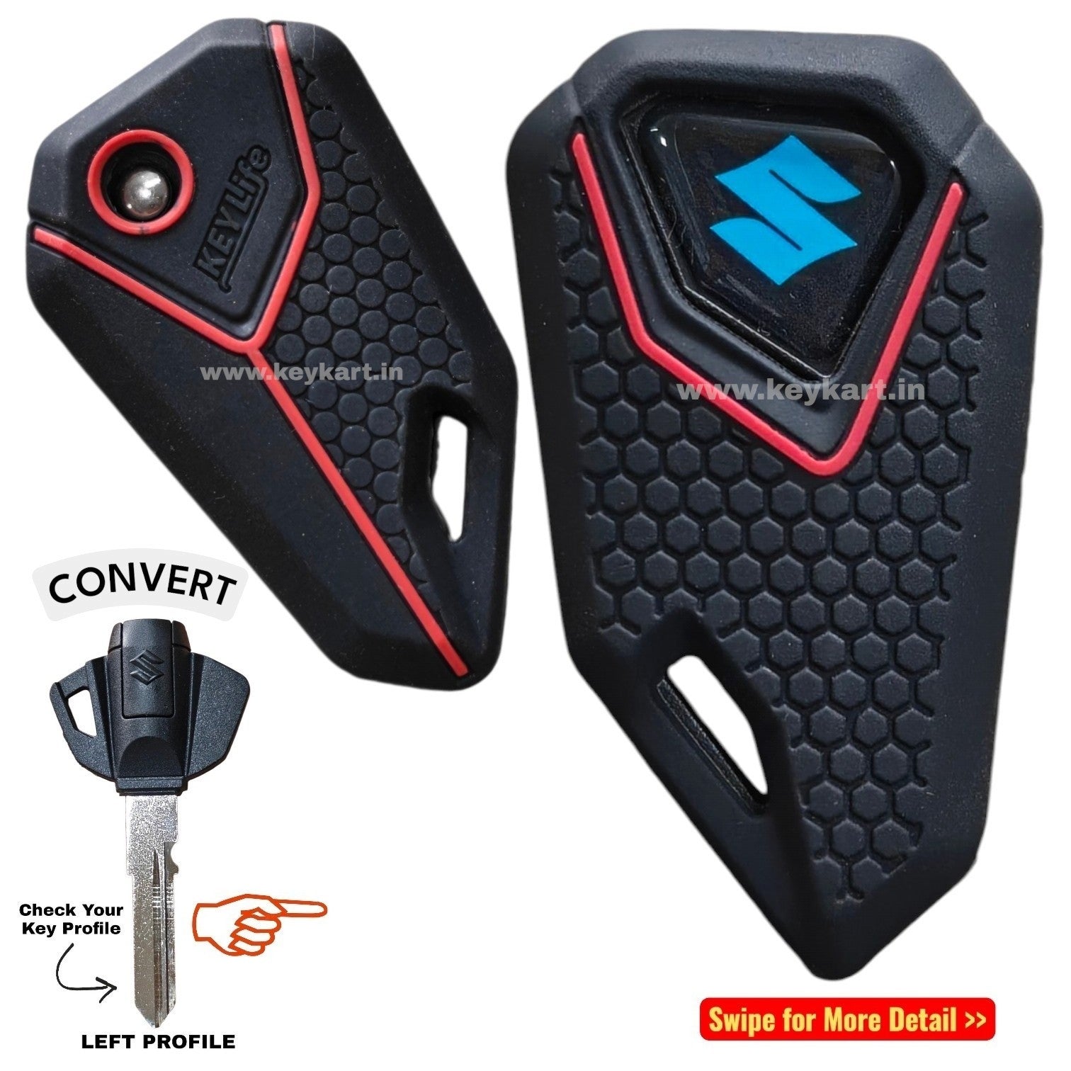 Suzuki Bike Flip Key & Silicone Key Cover - Blue Logo (B4/SZ/BL/SCB)