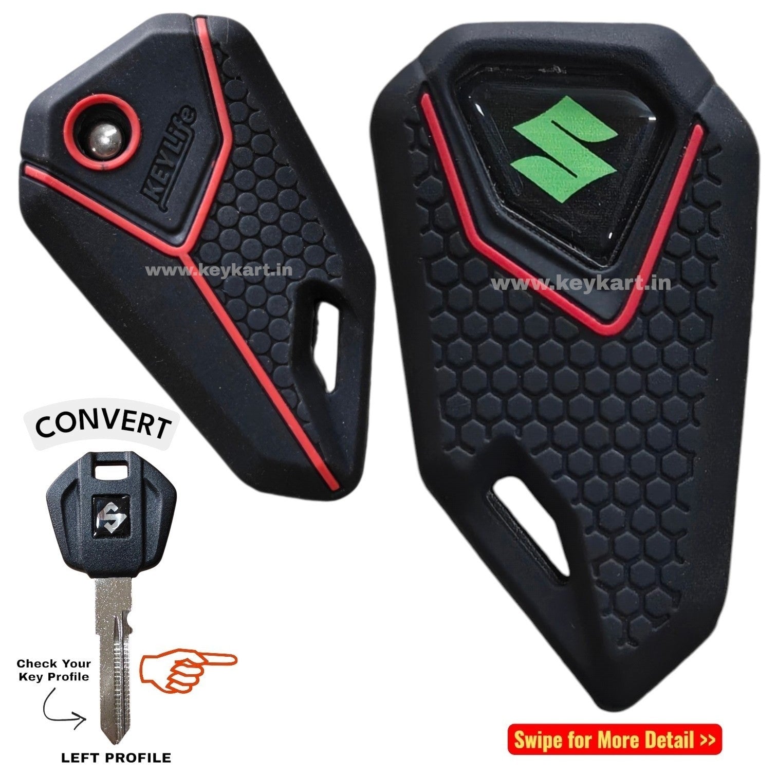 Suzuki Bike Flip Key & Silicone Key Cover - Green Logo (B4/SZ/GR/SCB)