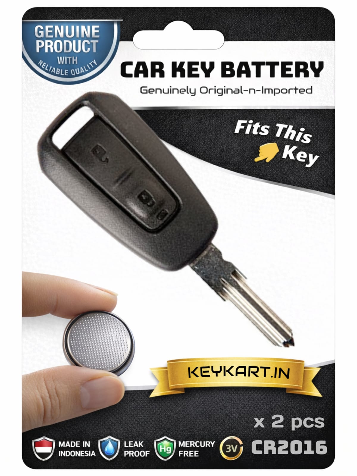 3V Lithium Coin Battery Cell for Tata key - # CR2016/2/TATA/005