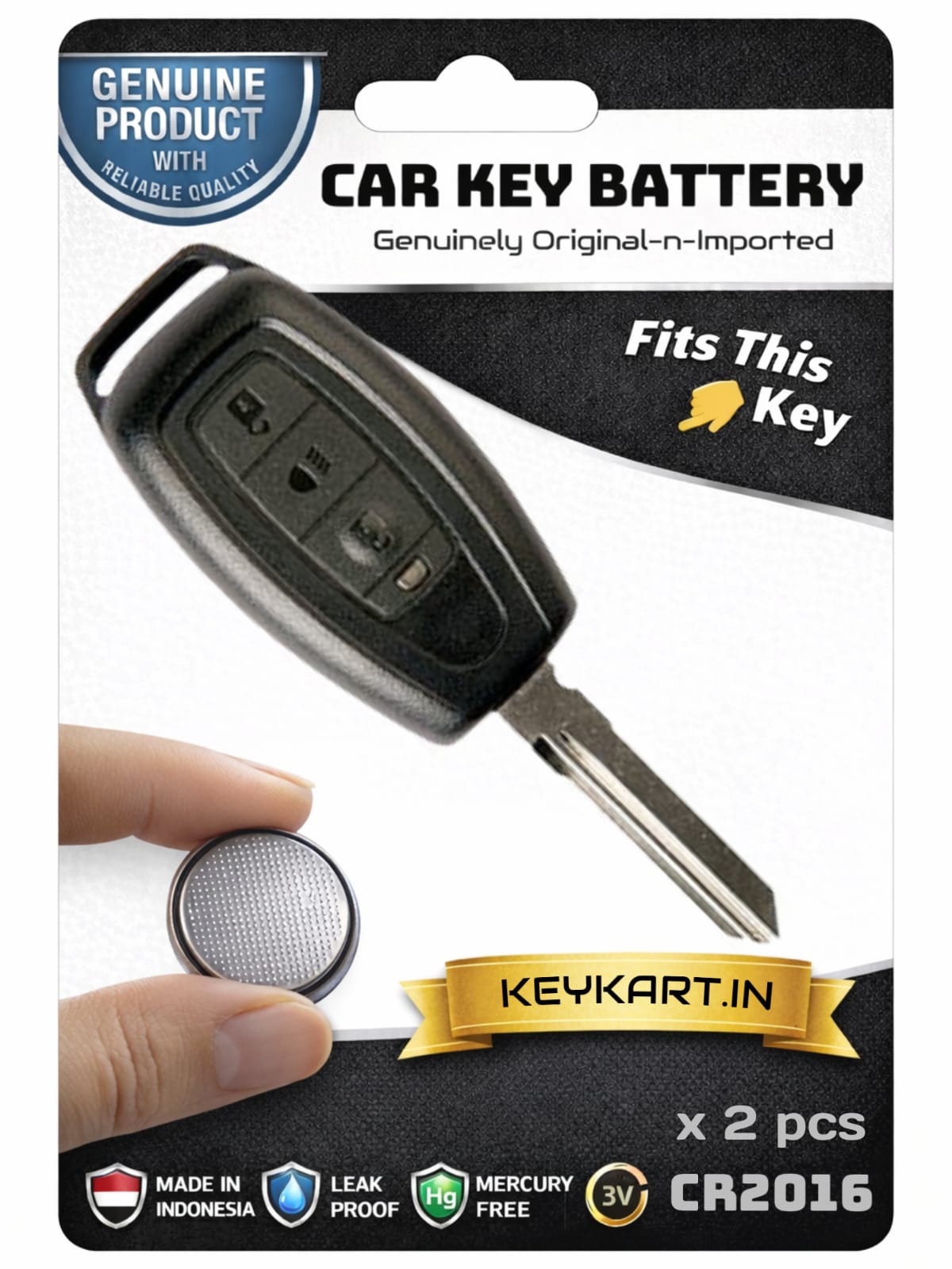 3V Lithium Coin Battery Cell for Tata key - # CR2016/2/TATA/006