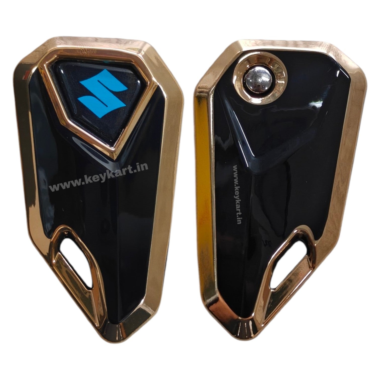 Suzuki Bike Flip Key & Golden Tpu Key Cover - Blue Logo (B4/SZ/BL/GTPU)