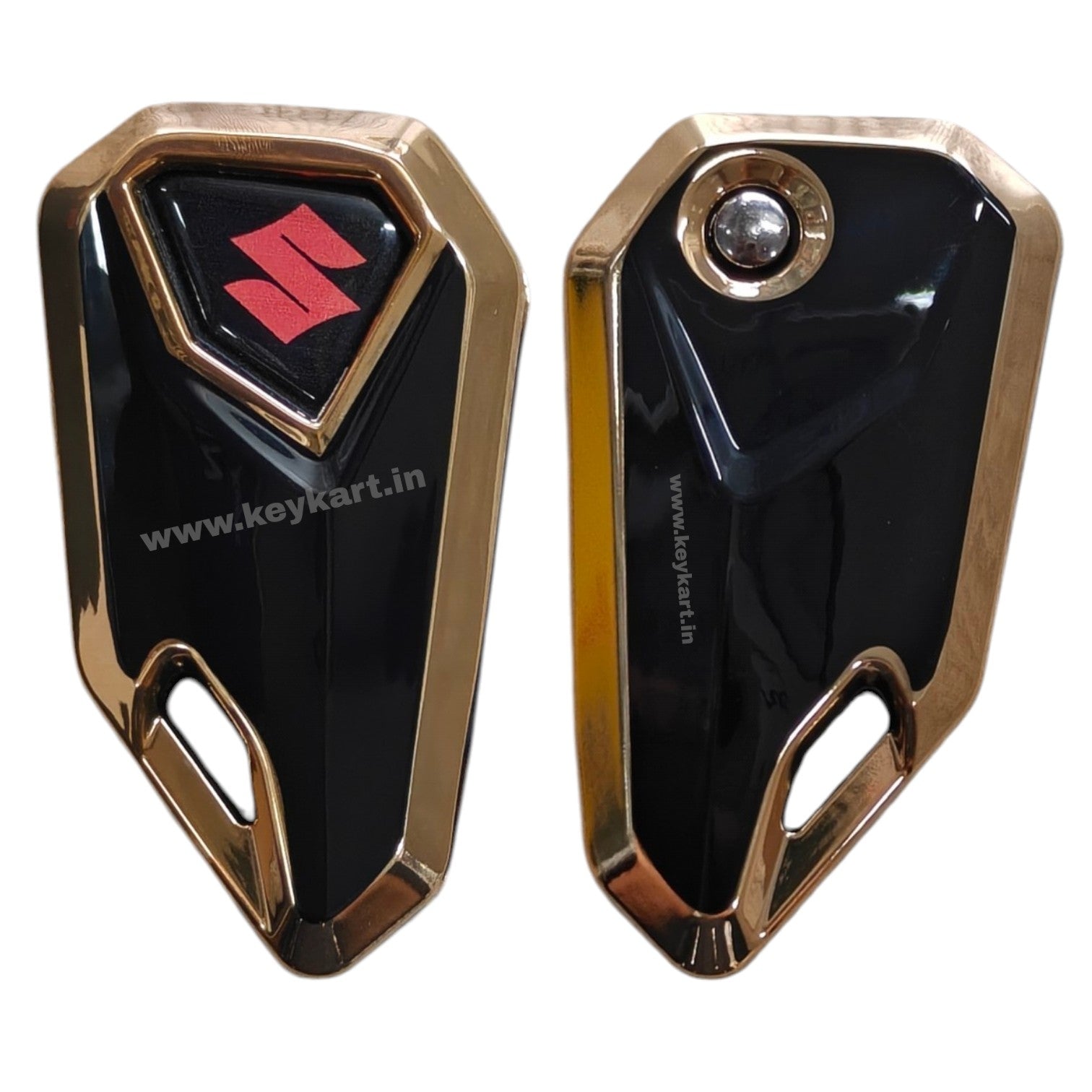 Suzuki Bike Flip Key & Golden Tpu Key Cover - Red Logo (B4/SZ/RD/GTPU)