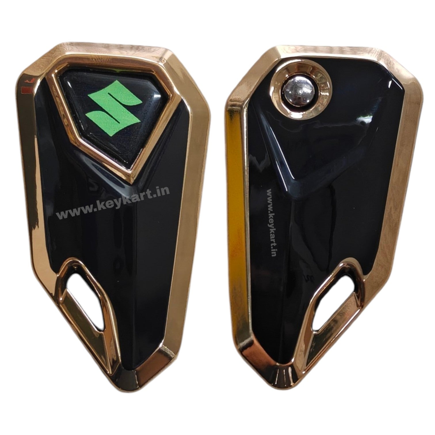 Suzuki Bike Flip Key & Golden Tpu Key Cover - Green Logo (B4/SZ/GR/GTPU)