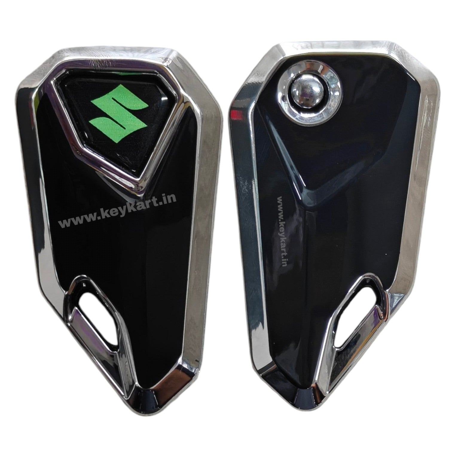 Suzuki Bike Flip Key & Silver Tpu Key Cover - Green Logo (B4/SZ/GR/STPU)