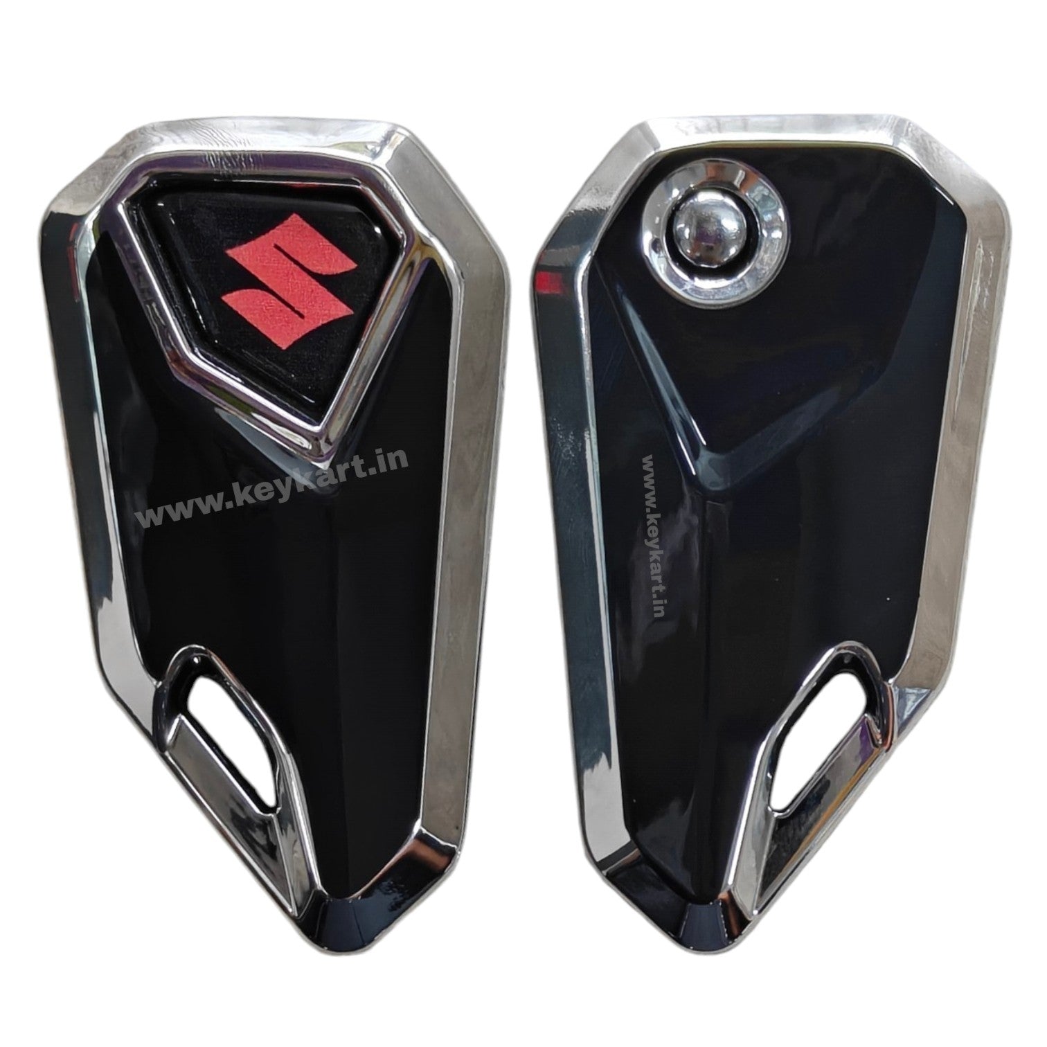 Suzuki Bike Flip Key & Silver Tpu Key Cover - Red Logo (B4/SZ/RD/STPU)
