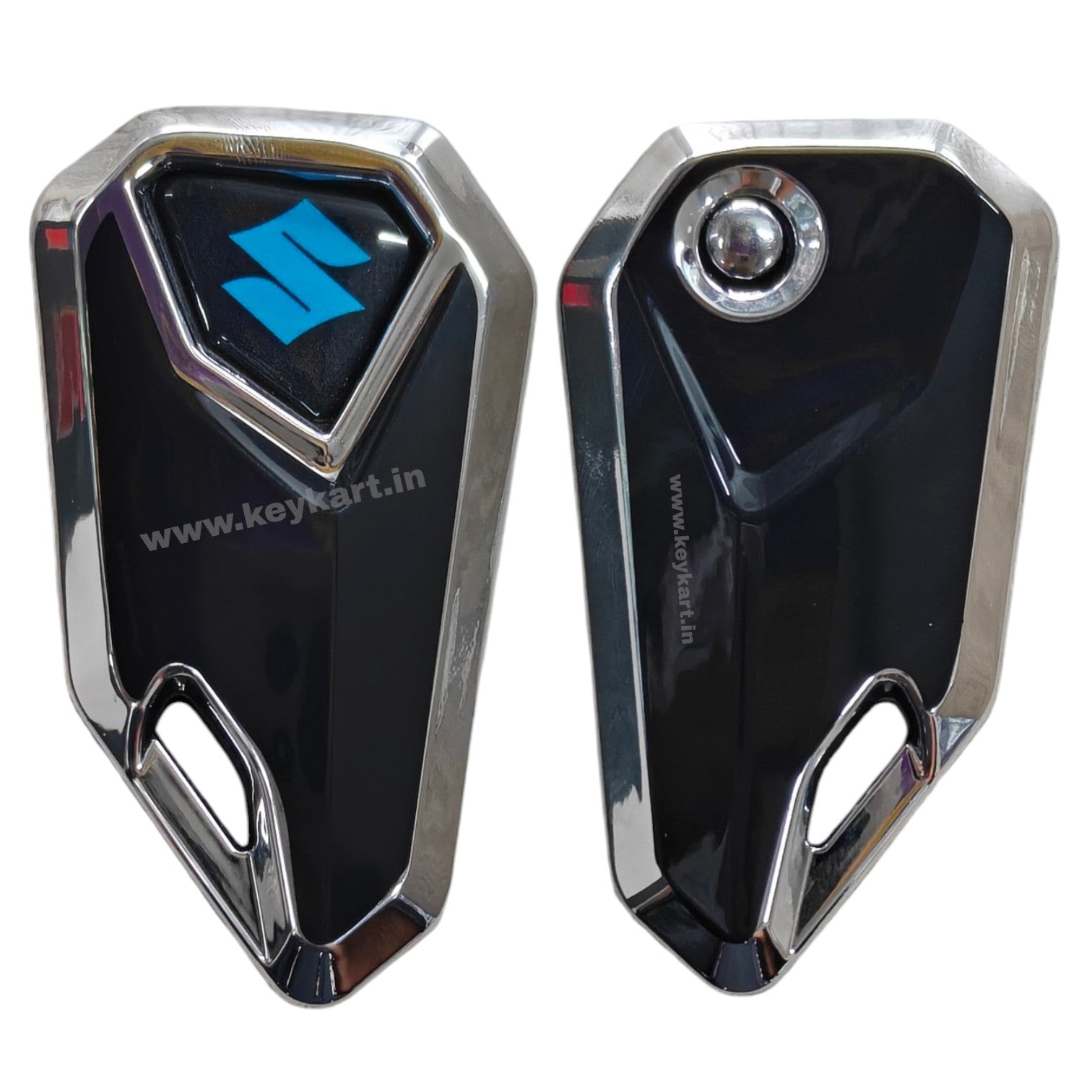 Suzuki Bike Flip Key & Silver Tpu Key Cover - Blue Logo (B4/SZ/BL/STPU)