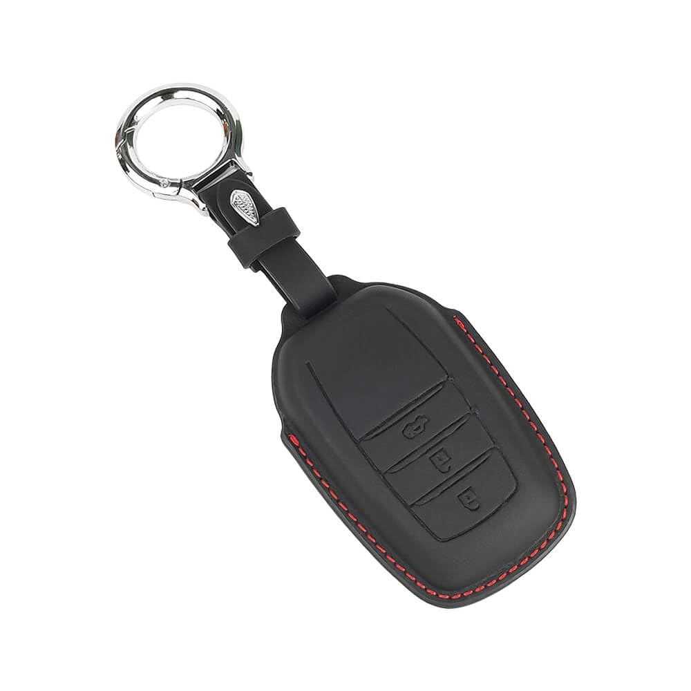 Leather Key Cover Compatible with Toyota Fortuner, Legender, Innova HyCross, Land Cruiser, Suzuki Invicto, 3 Button Smart Key