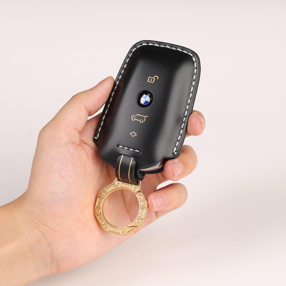 Italian Leather Key Cover Compatible for BMW X4, X3, 5 Series, 6 Series, 3 Series, 7 Series 4 Button Smart Key