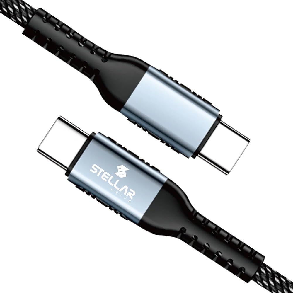 STELLAR DRIVE USB Type-C to Type-C Cable 6A (100W) Compatible With All Usb-C Devices,100cm, Supports Power Delivery(Pd) With Rapid Data Transmission