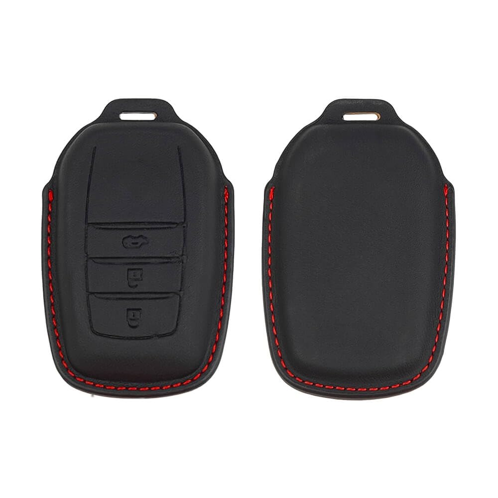 Leather Key Cover Compatible with Toyota Fortuner, Legender, Innova HyCross, Land Cruiser, Suzuki Invicto, 3 Button Smart Key