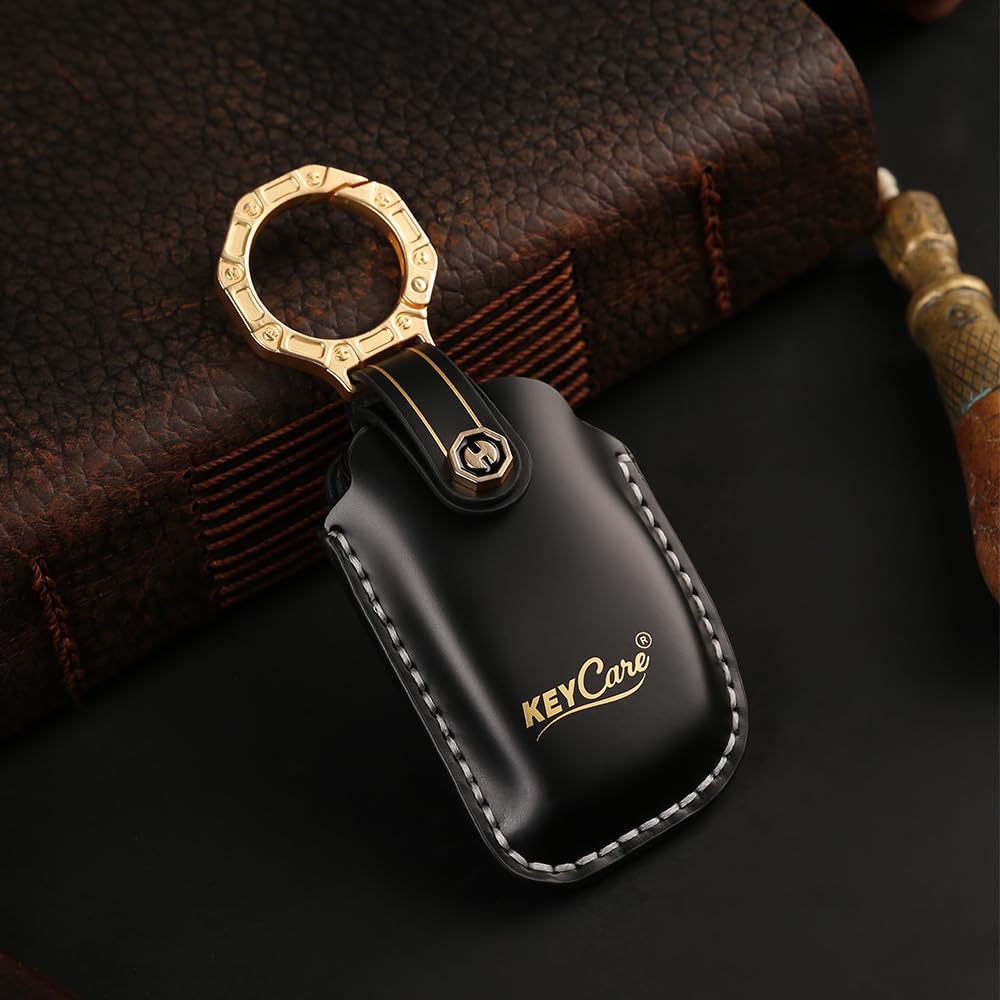 Italian Leather Key Cover Compatible for Hyundai Alcazar, Creta 2021 Onwards 4 Button Smart Key