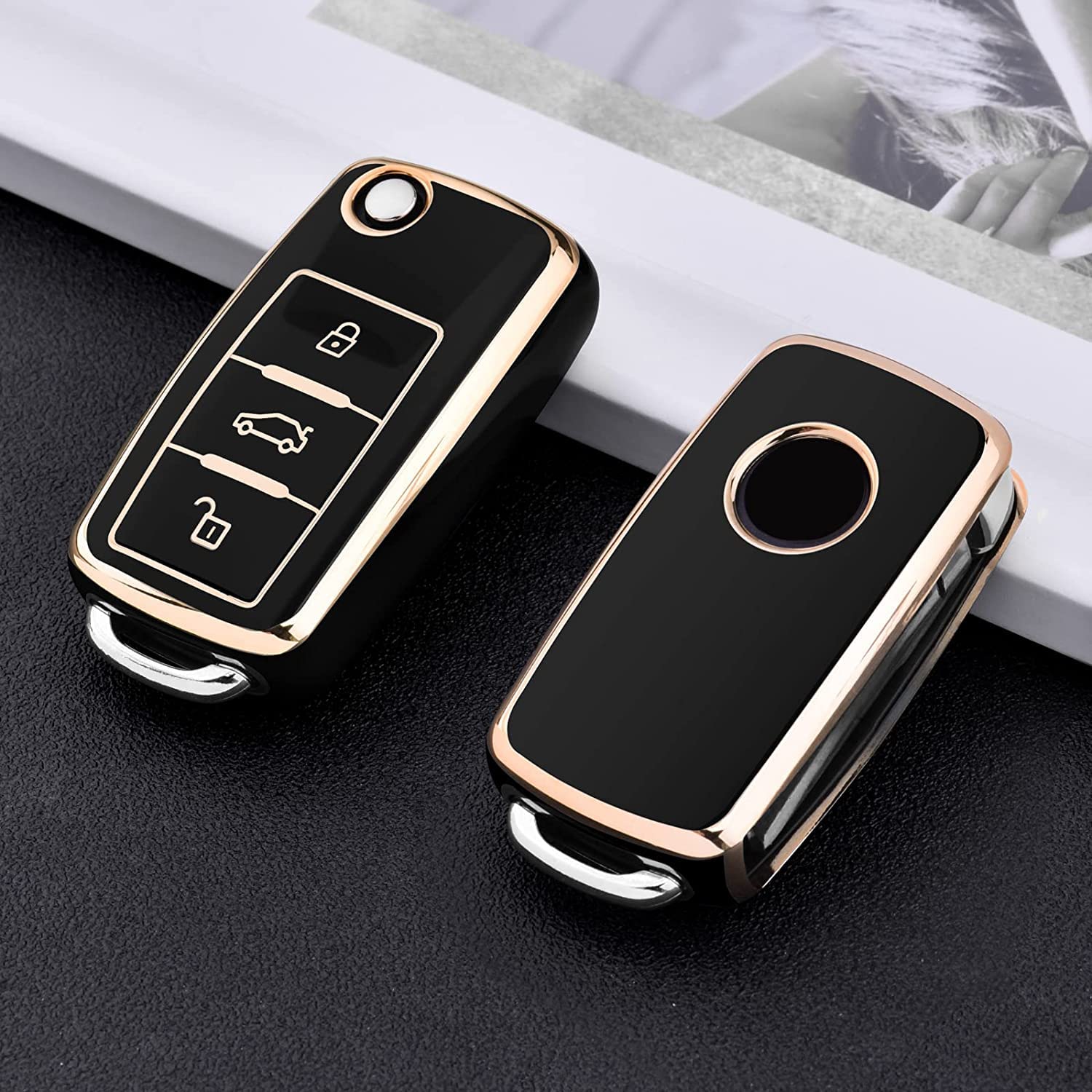 VOLKSWAGEN TPU KEY COVER - GOLDEN BLACK