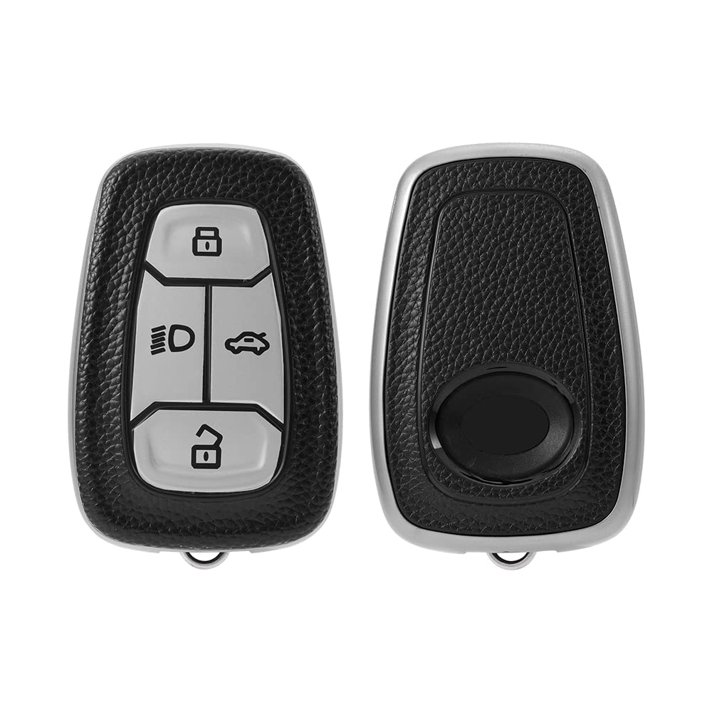 Leather TPU Key Cover for Tata Nexon Harrier Safari Altroz Punch Tigor 4 Button Smart Key