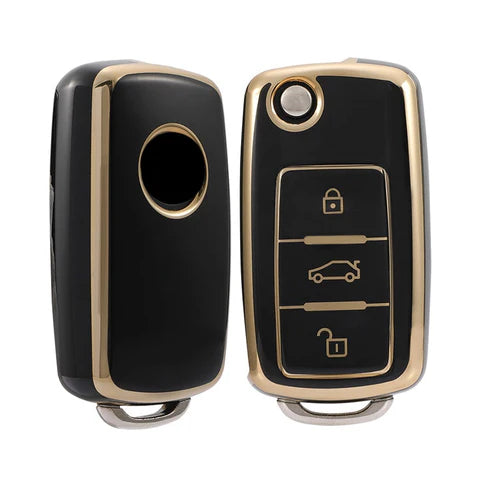 SKODA TPU KEY COVER - GOLDEN BLACK