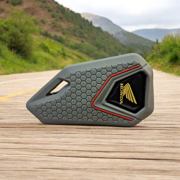 Honda Right Bike Flip Key With Grey Silicone Key Cover - Yellow Logo