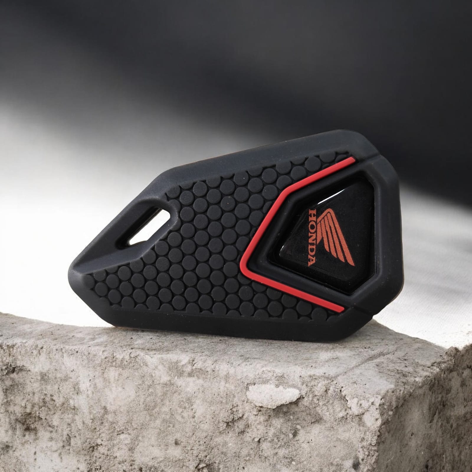 Honda Bike Flip Key With Silicone Key Cover - Orange Logo