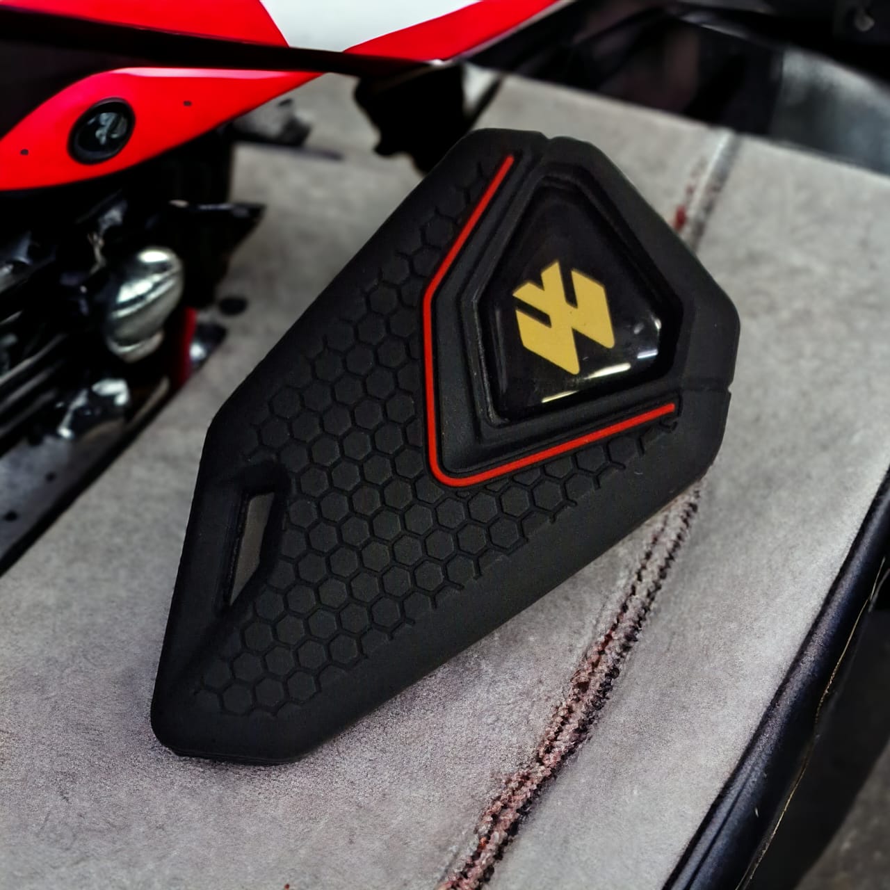 Bike Flip Key with silicone key cover for Bajaj Discover / Pulsar 150 – Yellow Logo