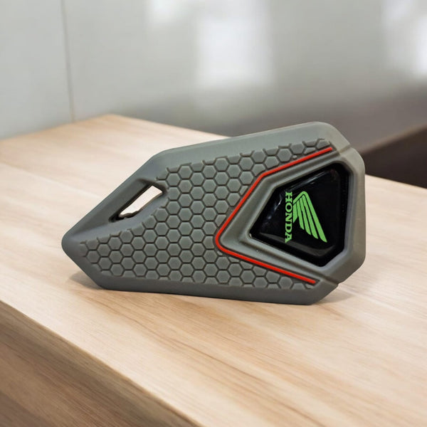 Honda Right Bike Flip Key With Grey Silicone Key Cover - Green Logo