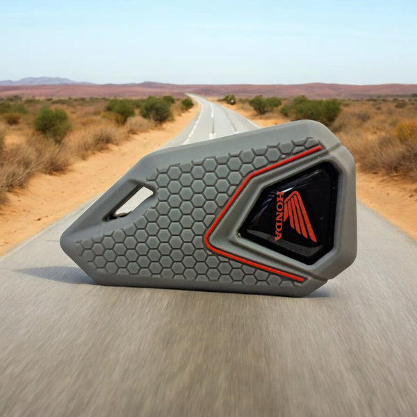 Honda Right Bike Flip Key With Grey Silicone Key Cover - Red Logo