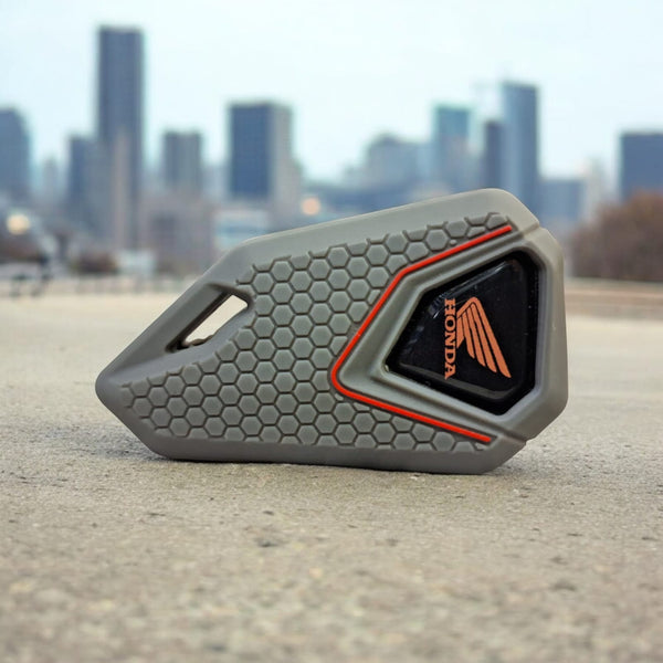 Honda Right Bike Flip Key With Grey Silicone Key Cover - Orange Logo