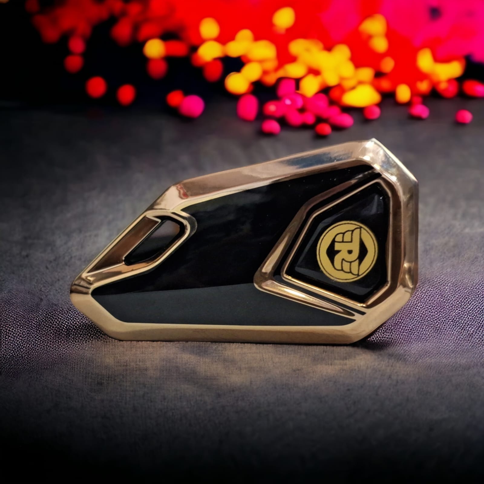 Royal Enfield bike flip key with tpu key cover - Yellow logo