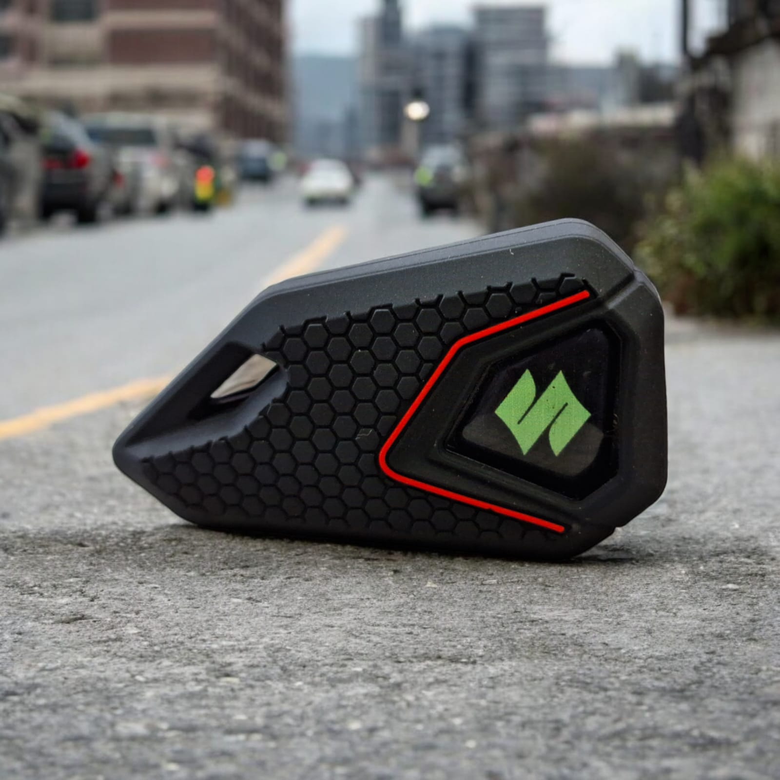 Suzuki Gixxer Bike Flip Key With Silicone Key Cover - Green Logo