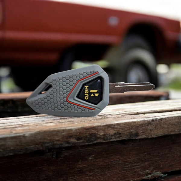 HERO RIGHT BIKE FLIP KEY  & SILICONE COVER - YELLOW LOGO