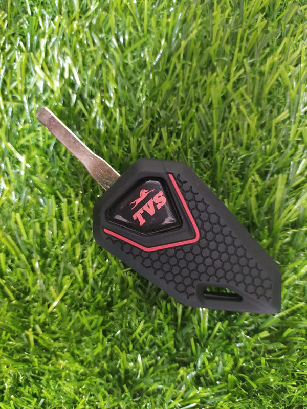 Tvs Bike Flip Key With Silicone Key Cover - Red Logo