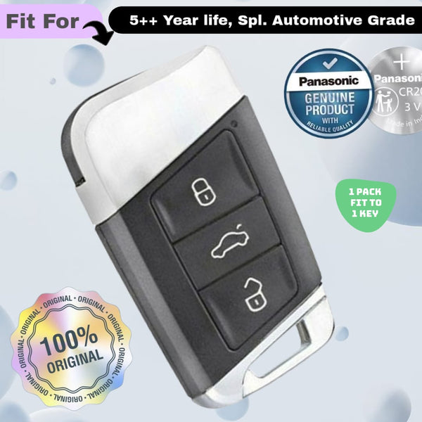 Skoda 3 Button Smart Key Fob Replacement Battery - ( Pack of 1 )