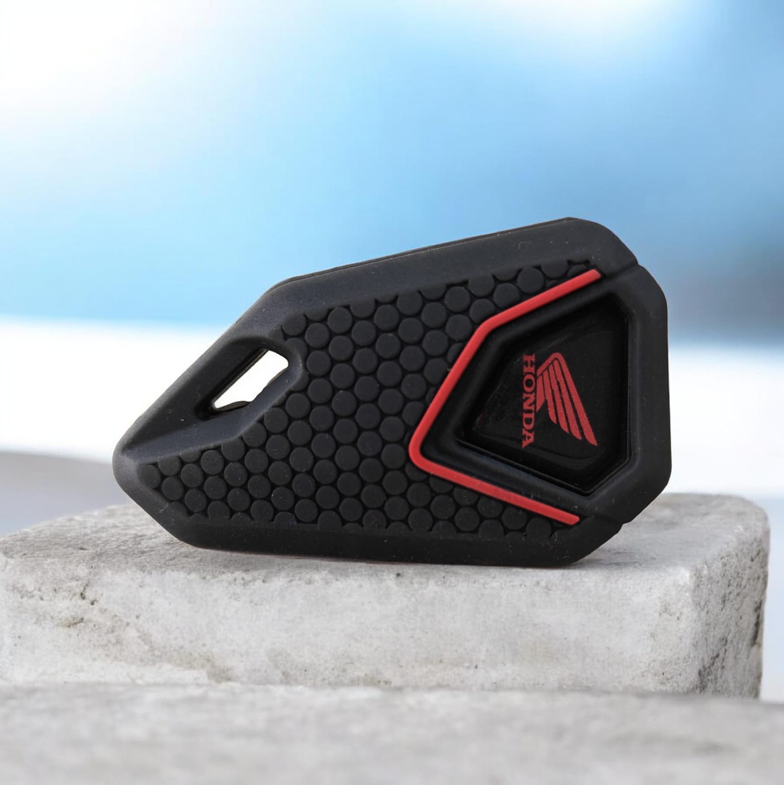 Honda Bike Flip Key With Silicone Key Cover - Red Logo