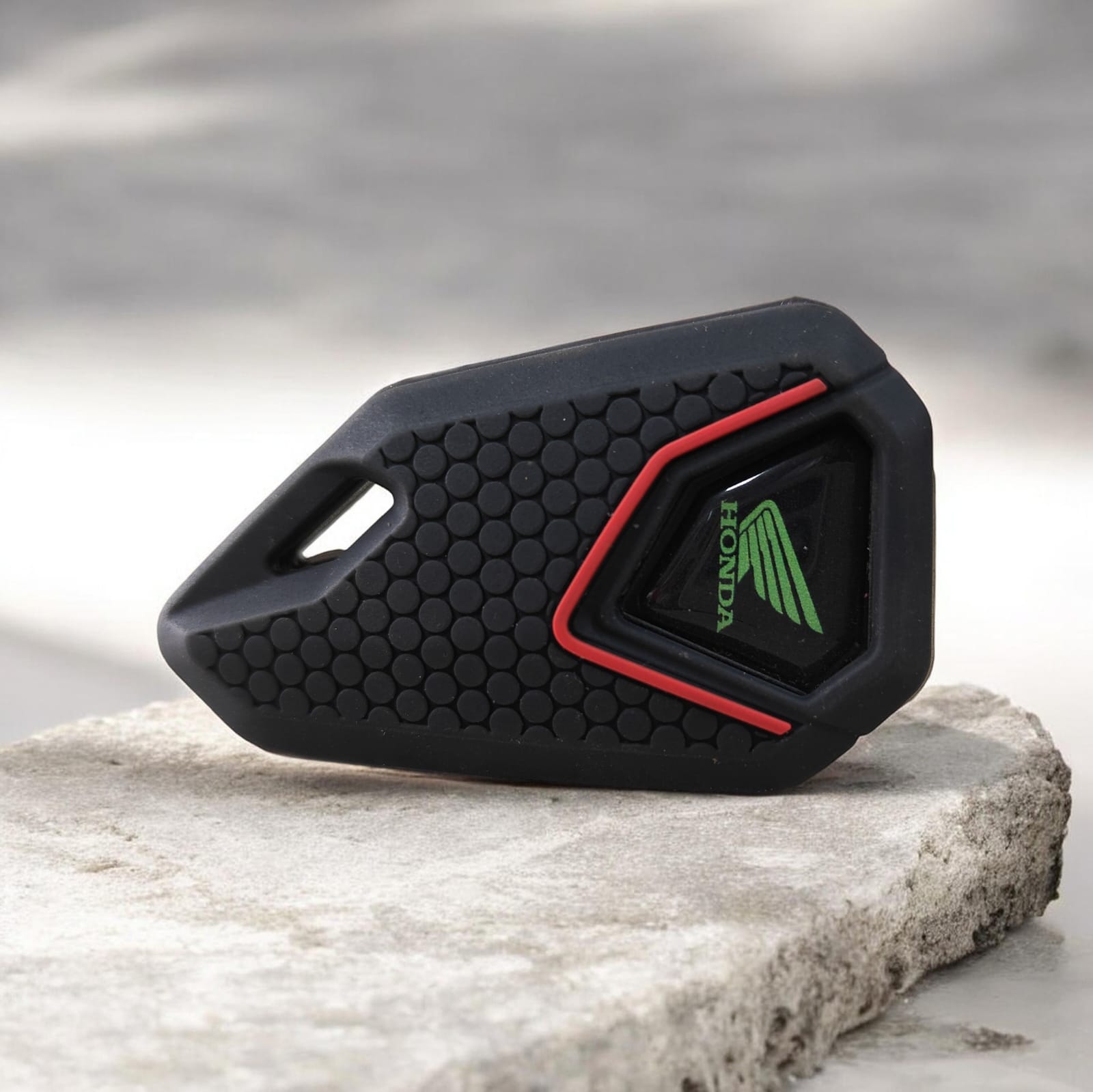 Honda Bike Flip Key With Silicone Key Cover - Green  Logo