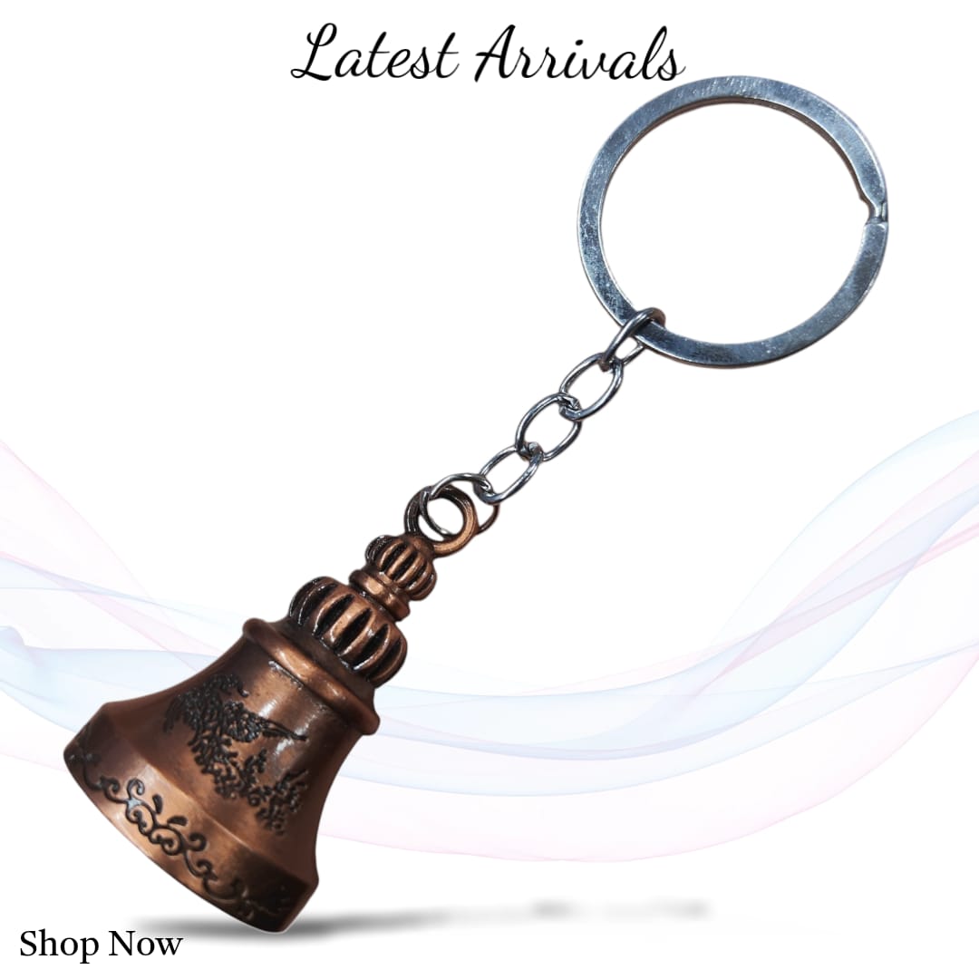 Antique Bell Shape Metal Keychain | Vintage Brass Finish Keyring
