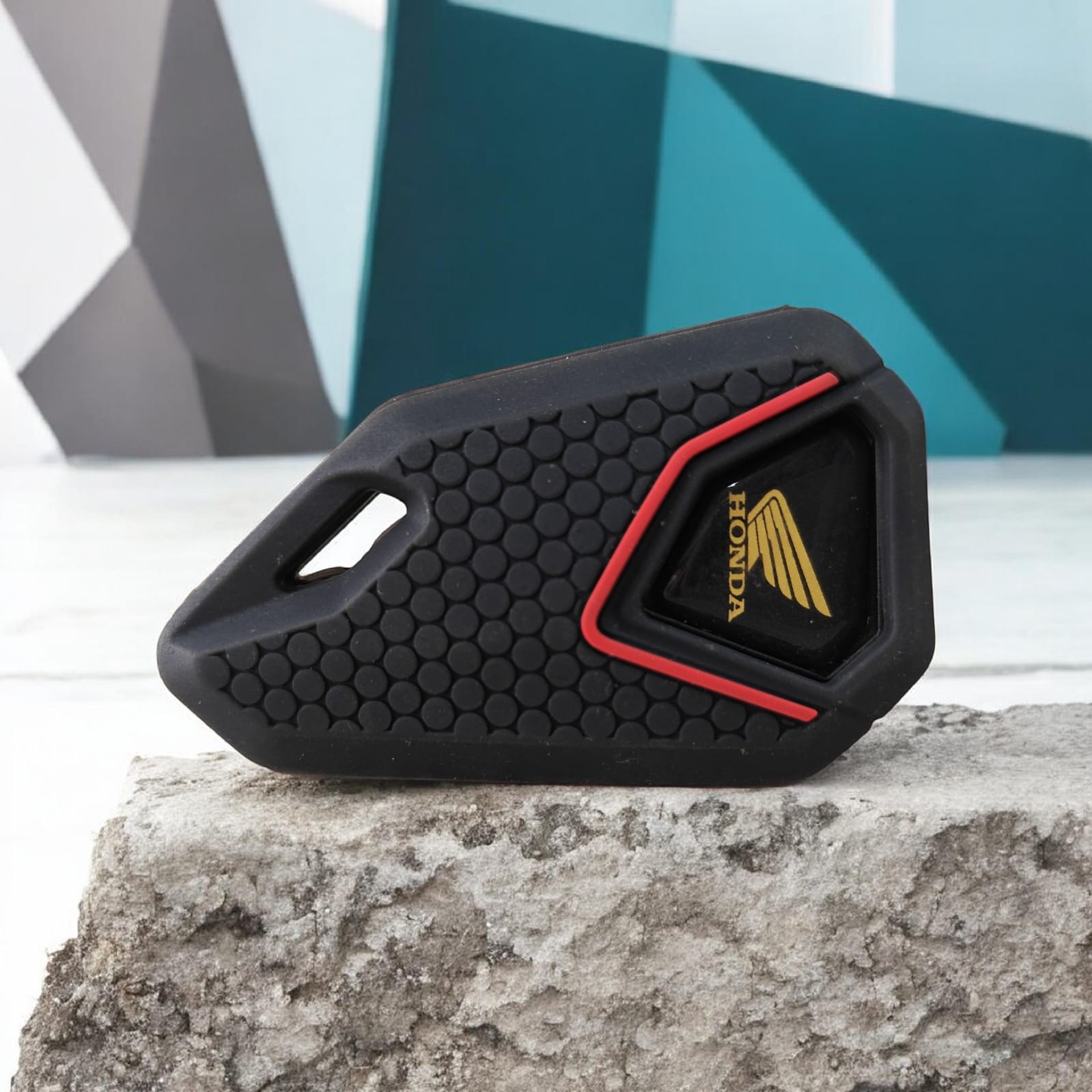 Honda Bike Flip Key With Silicone Key Cover - Yellow Logo