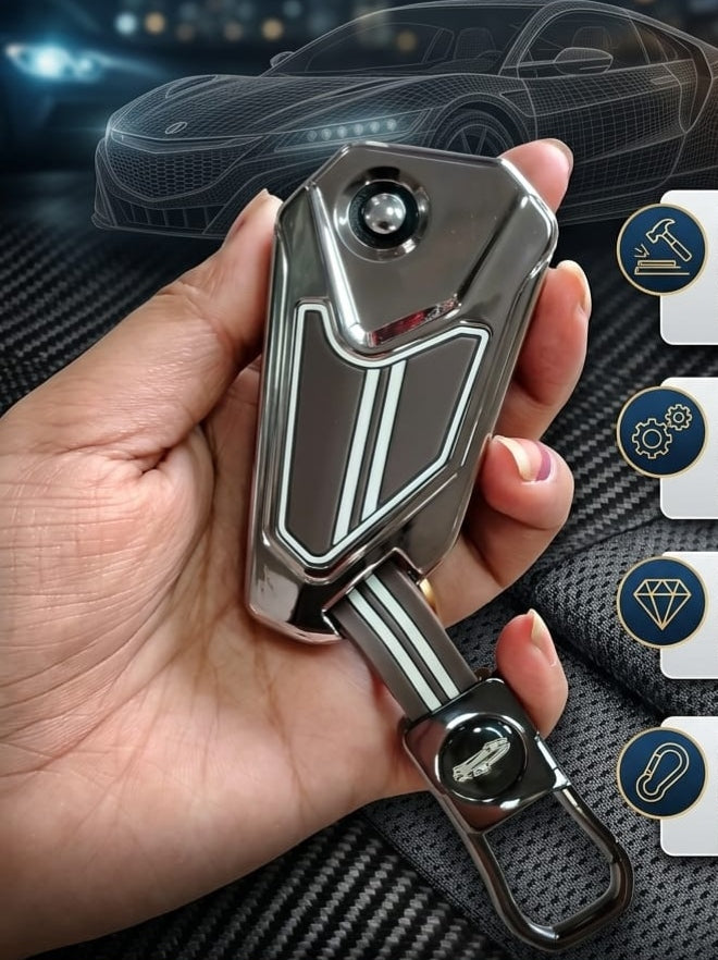 Metal Cover For Bike Flip Key - Mocha Chrome+ Brown Silicone