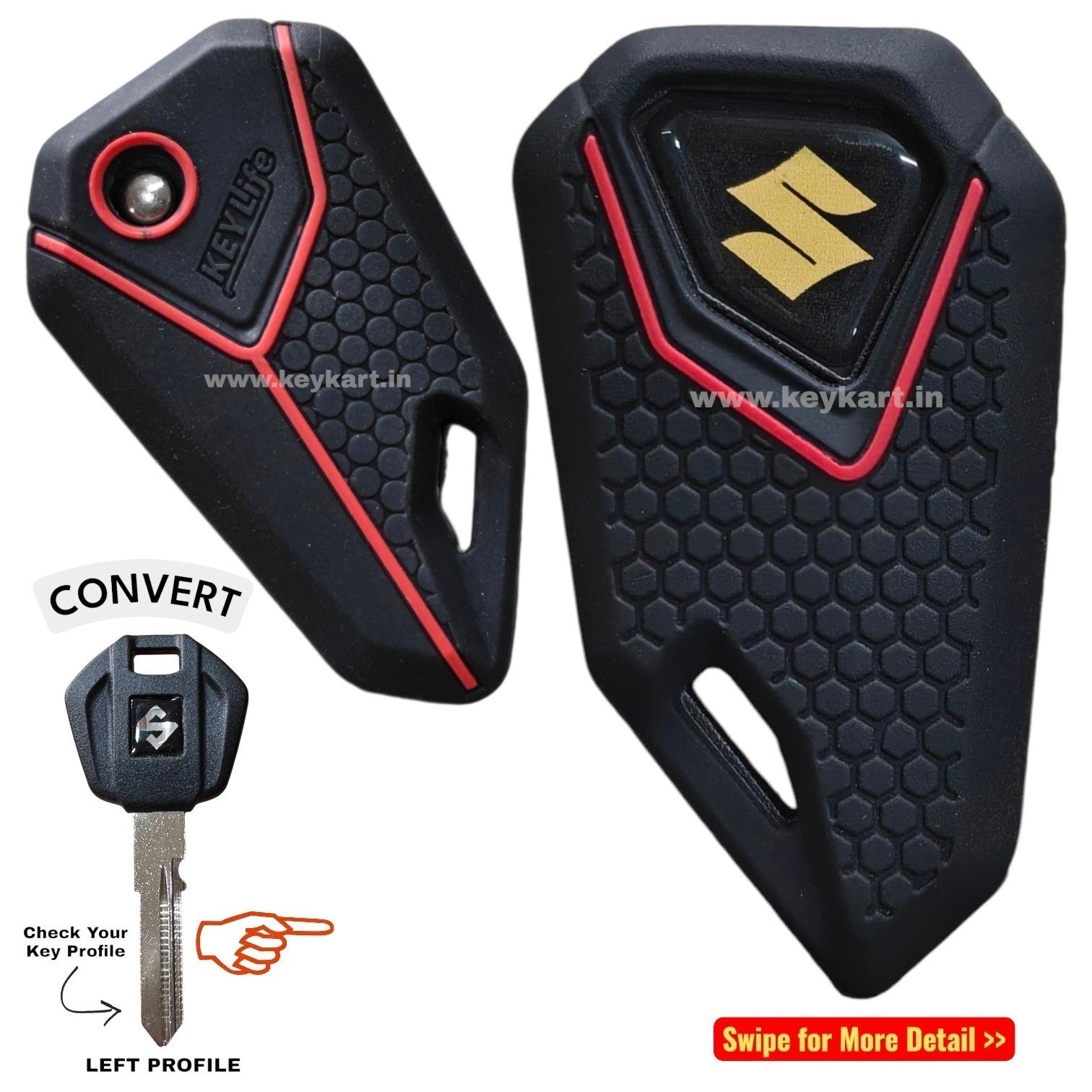 Suzuki Bike Flip Key & Silicone Key Cover - Yellow Logo (B4/SZ/YL/SCB)