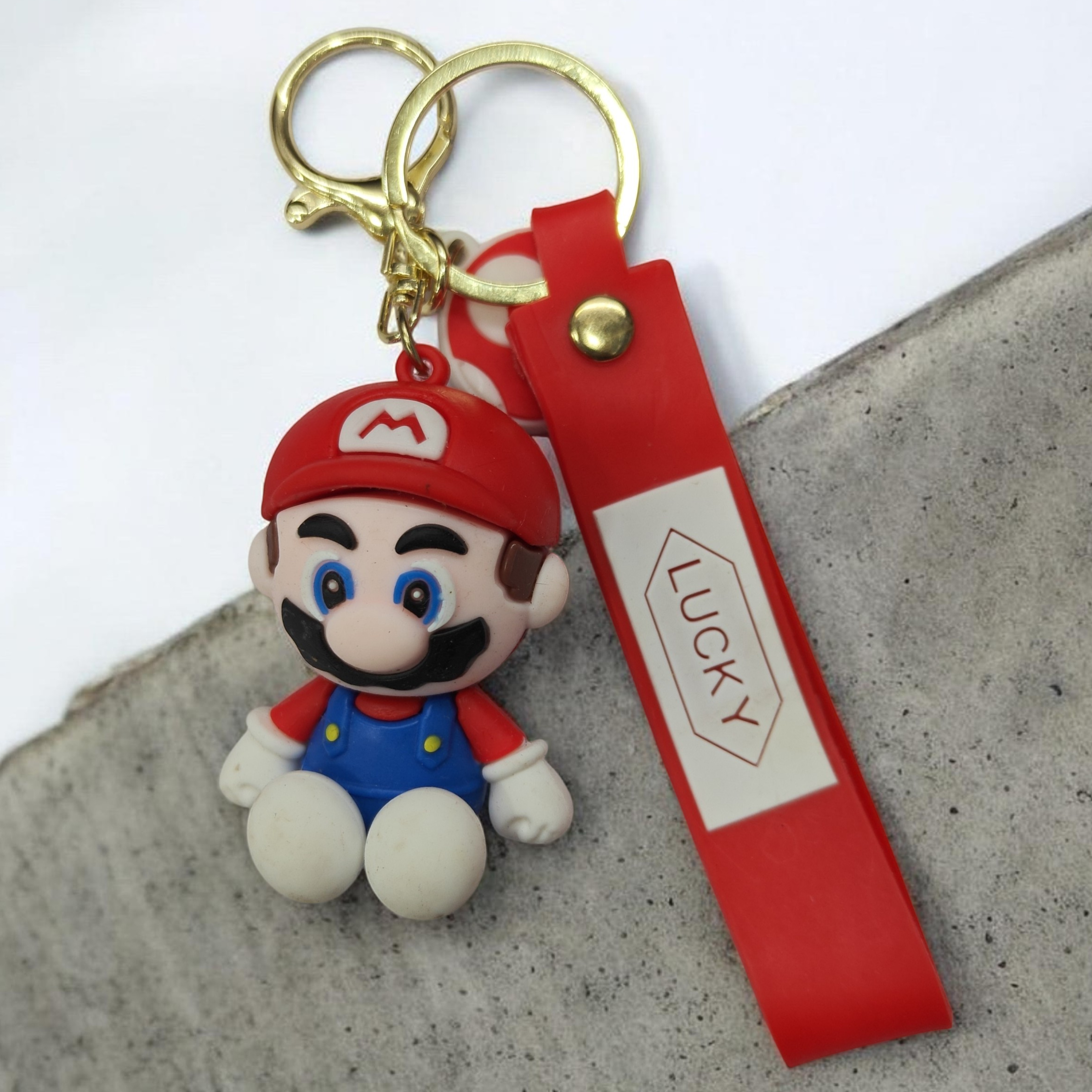 Cute Cartoon Silicone 3D Character Keyring for Car Keys, Bike Keys, Bags & Gifts - Super Mario